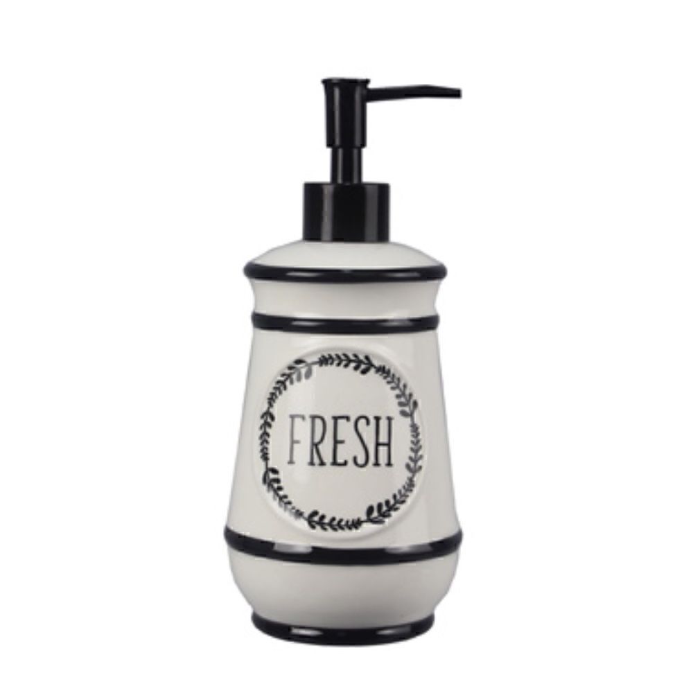 NEW! Farmhouse Ceramic Soap Dispenser Country Shabby Chic Cottagcore Black